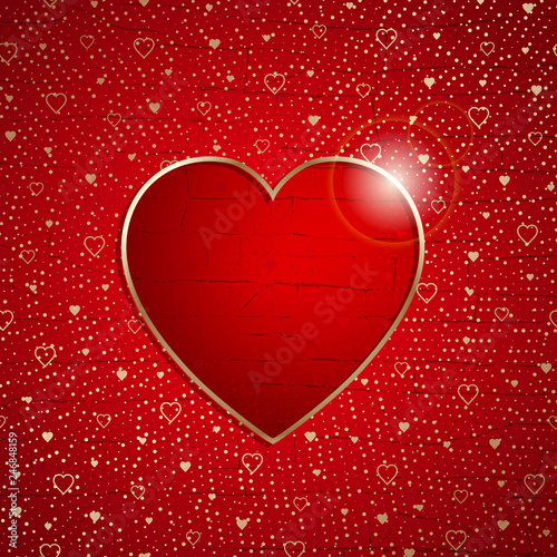 Heart frame on a red grunge texture