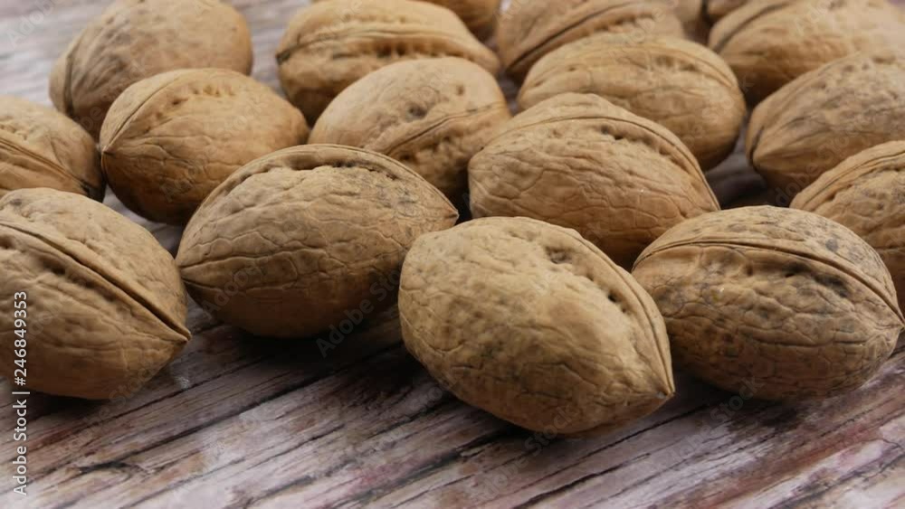many organic walnuts close up
