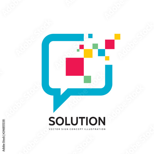 Message - speech bubbles vector logo concept illustration in flat style. Dialogue talking icon. Chat sign. Social media symbol. Communication consulting insignia. Design element.