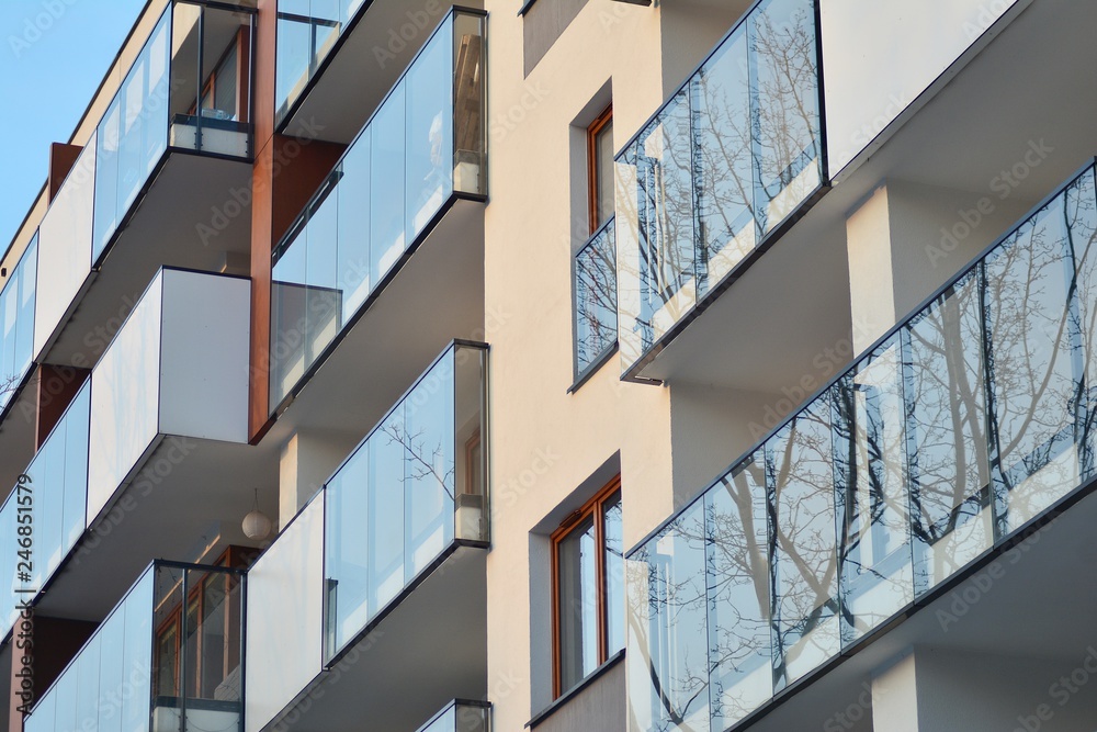 Abstract fragment of contemporary architecture, walls made of glass and concrete. Abstract fragment of contemporary architecture, walls made of glass and concrete.