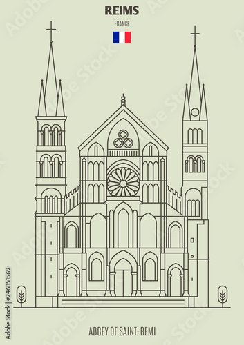 Abbey of Saint-Remi in Reims, France. Landmark icon