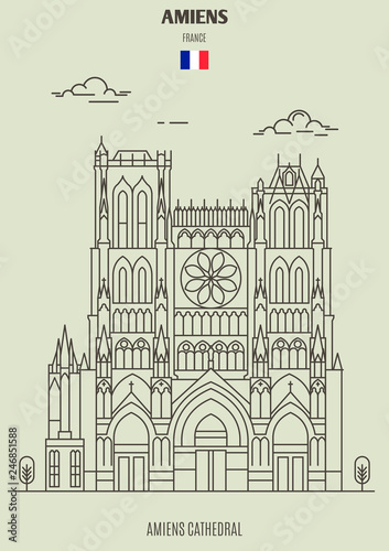 Amiens Cathedral in Amiens, France. Landmark icon