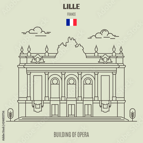 Building of Opera in Lille, France. Landmark icon
