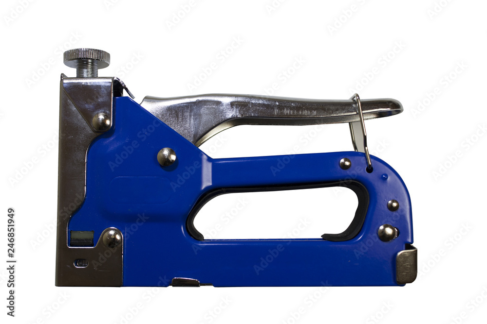 Blue staple gun isolated on white Blue staple gun isolated on white
