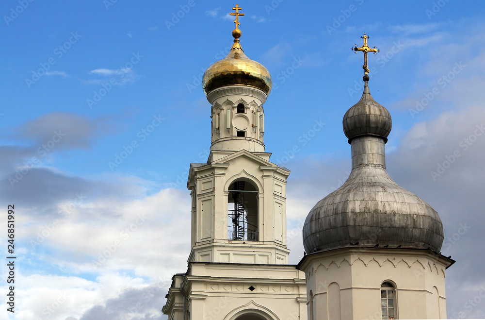 Bell tower of St. George's (Yuriev) Monastery in Novgorod the Great (Novgorod Veliky), Russia