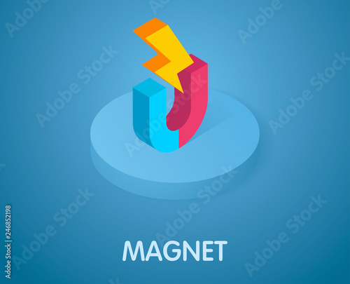 Magnet isometric icon. Vector illustration. 3d concept