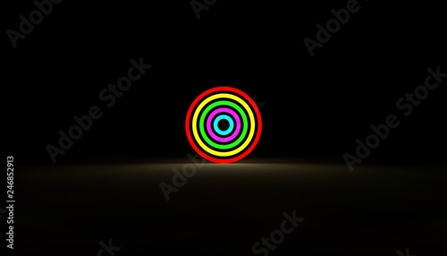 Glowing geometric object in a dark room