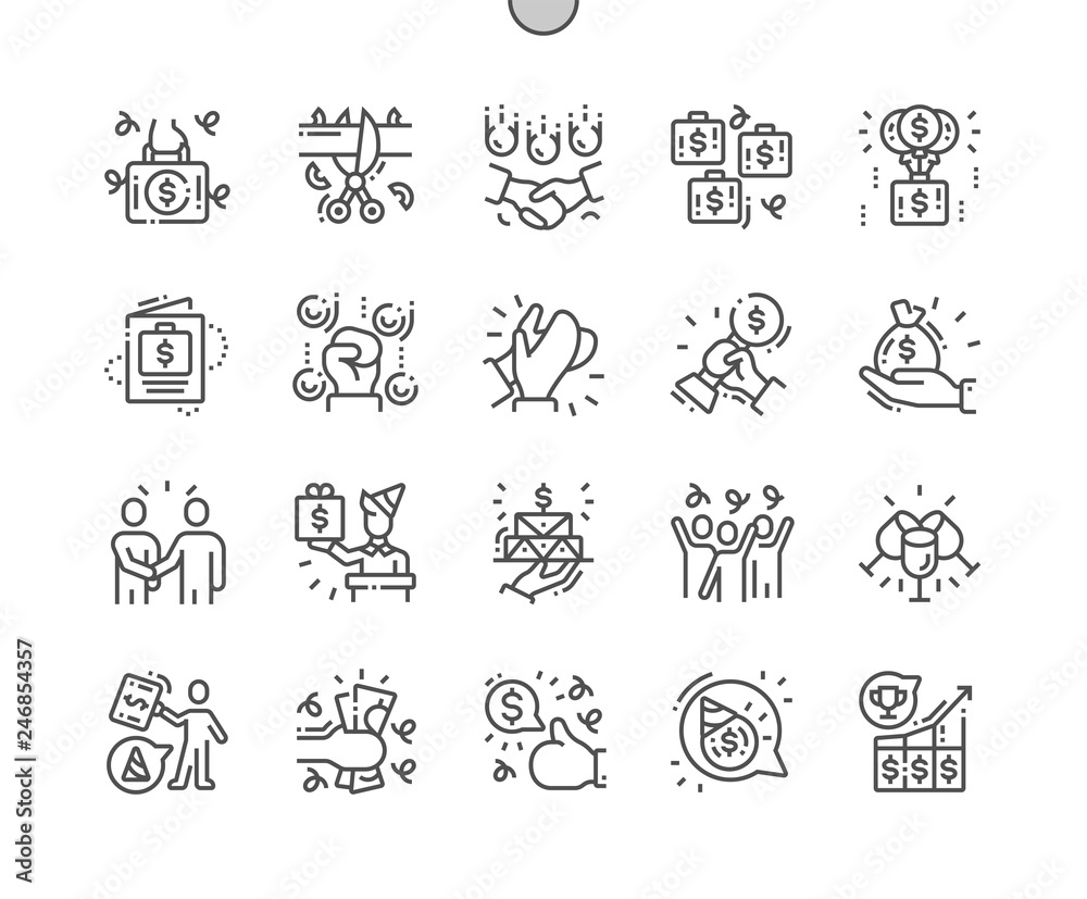Business Celebrations Well-crafted Pixel Perfect Vector Thin Line Icons 30 2x Grid for Web Graphics and Apps. Simple Minimal Pictogram