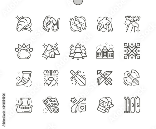 Norway Well-crafted Pixel Perfect Vector Thin Line Icons 30 2x Grid for Web Graphics and Apps. Simple Minimal Pictogram