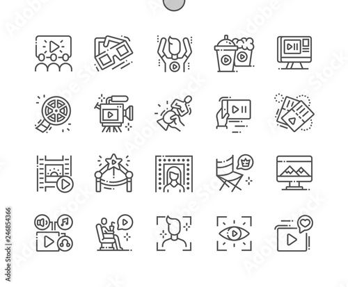 Movie Well-crafted Pixel Perfect Vector Thin Line Icons 30 2x Grid for Web Graphics and Apps. Simple Minimal Pictogram