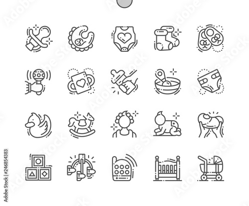 Baby Well-crafted Pixel Perfect Vector Thin Line Icons 30 2x Grid for Web Graphics and Apps. Simple Minimal Pictogram
