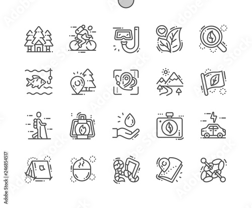 Eco tourism Well-crafted Pixel Perfect Vector Thin Line Icons 30 2x Grid for Web Graphics and Apps. Simple Minimal Pictogram