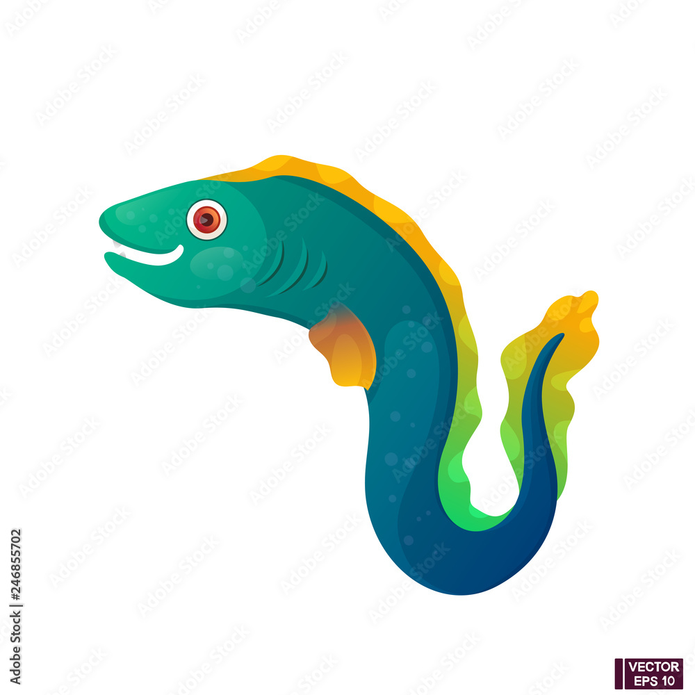 Cartoon character funny moray eel. Stock Vector Adobe Stock