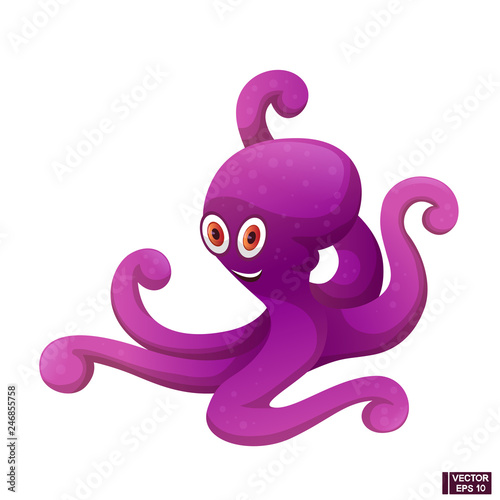 Wallpaper Mural Cartoon character cute purple octopus. Torontodigital.ca