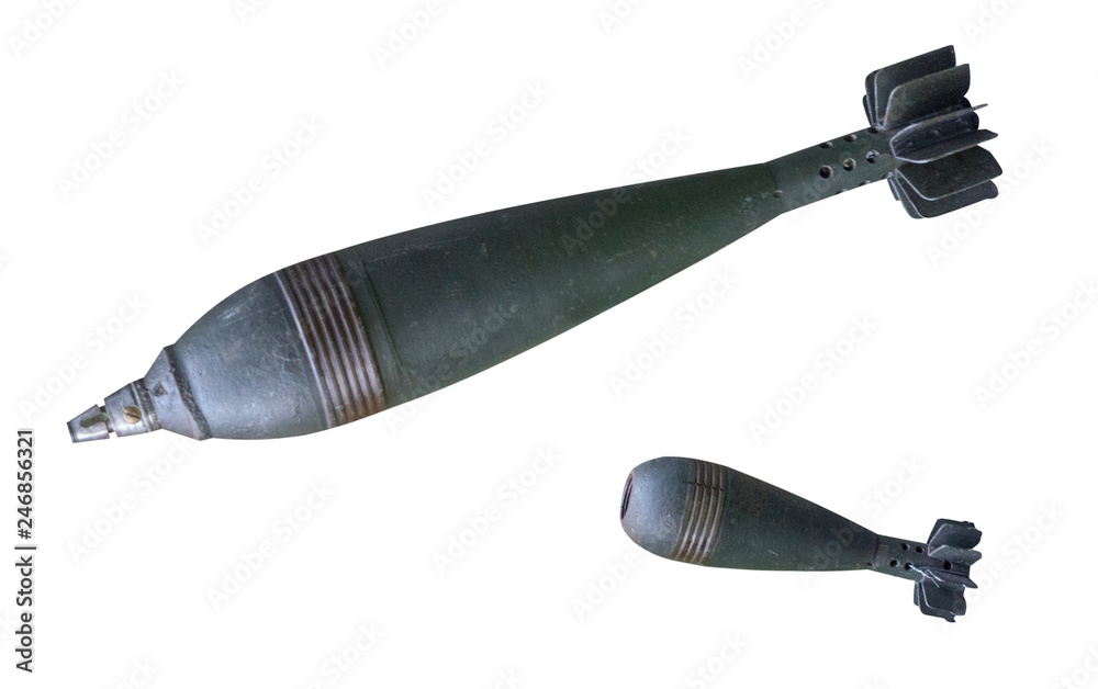 aerial bomb of World War II, isolated on white background. aerial bomb ...