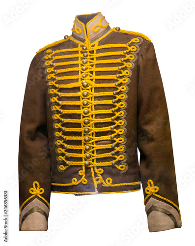 Konstfotografi hussar uniform isolated on white background