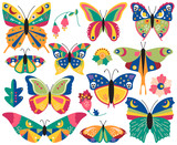 Vector Collection of Bohemian Stylized Butterflies and Moths 