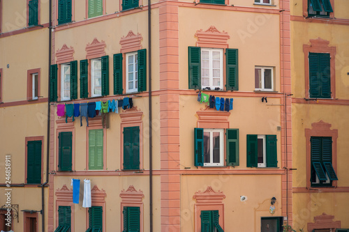 colorful old facade in small village Camogli