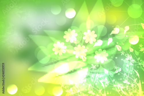 Abstract gradient green light and yellow colorful spring or summer bokeh background. Beautiful texture.