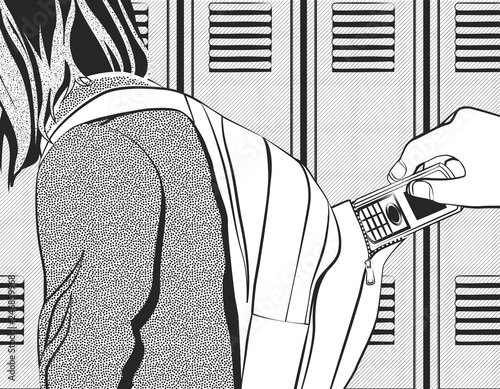 Foto School crime illustration in black and white