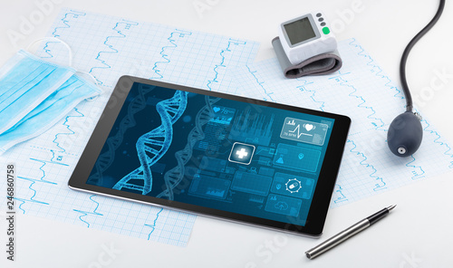 Genetic test and biotechnology concept with medical technology devices 