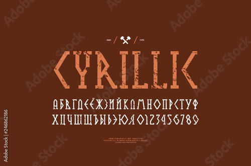 Decorative geometric narrow slab serif font