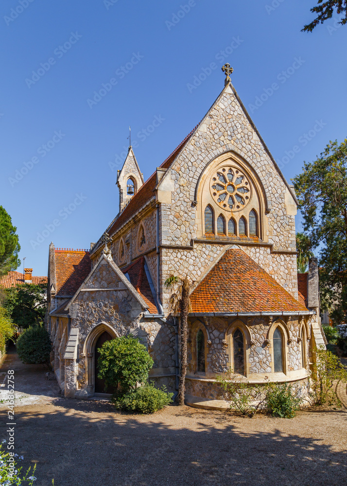 Old stone church in Hyeres, Southern France. Travel France.