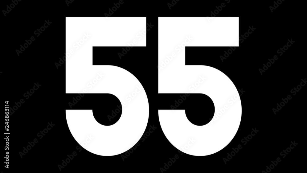 HD countdown animation from 60 to 0 second. White numbers on black background. coating. Video clip 1 minute of time. Modern flat design. Minimalistic style. 2D motion graphic element.