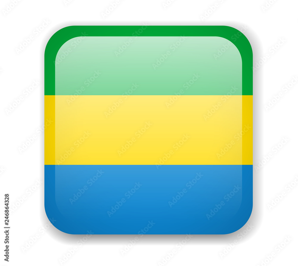 Obraz premium Gabon flag bright square icon on a white background