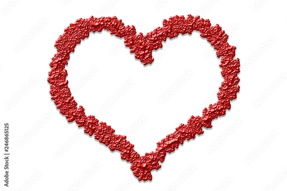 3D Red Heart Shape on White Background