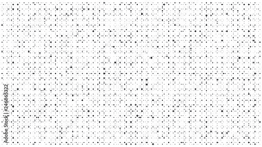 Obraz premium Abstract dots background. Monochrome grunge texture. Halftone Pop Art comic pattern. Polka dot. Geometric vector pattern. Template for presentation flyer, business cards, stickers, report, fabric