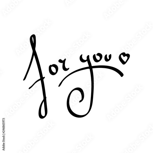 Cute Lettering Valentines Day Hand Drawing Vector Lettering Design. Black Label Happy Valentine's Day For You on White Background with Doodle Hearts.