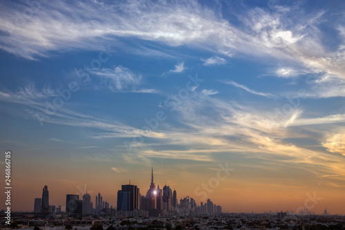 Sunset in city of Dubai