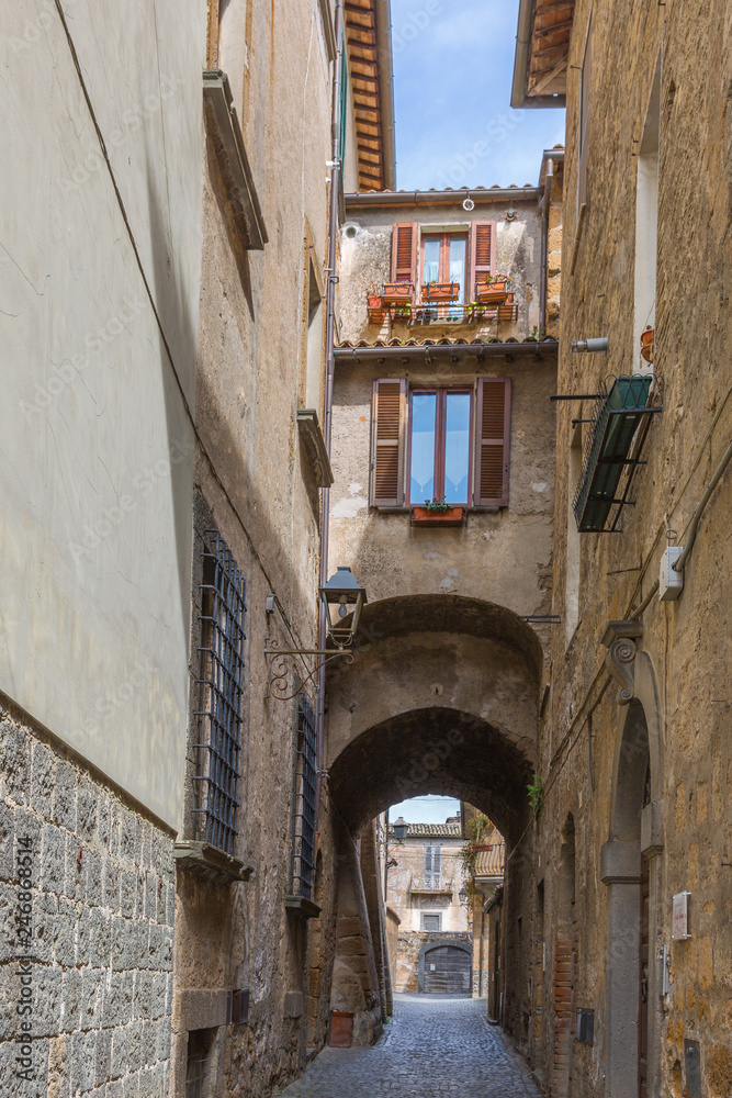 Narrow streets in the center of Orvieto, Italy