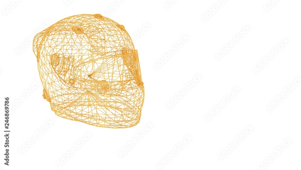 3d rendering of a wired object in yellow on isolated on white background 3d rendering of a wired object in yellow on isolated on white background