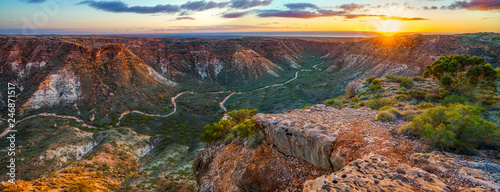 panorama view of sunrise over charles knife canyon, western australia 3 photo