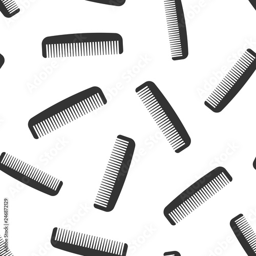 Hair brush icon seamless pattern background. Comb accessory vector illustration. Hairbrush symbol pattern.