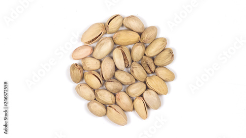 Pistachios on a white background. Nuts