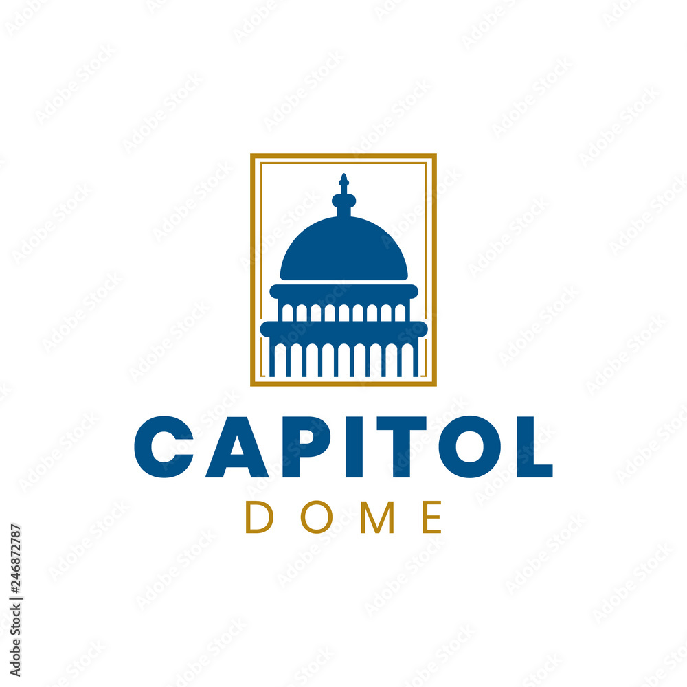 Capitol dome logo design inspiration in blue and gold colors