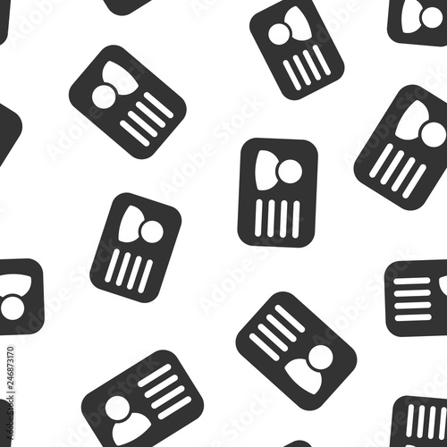 Id card icon seamless pattern background. Identity badge vector illustration. Access cardholder people symbol pattern.