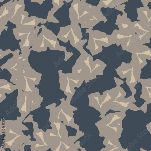 Urban camouflage of various shades of beige and blue colors