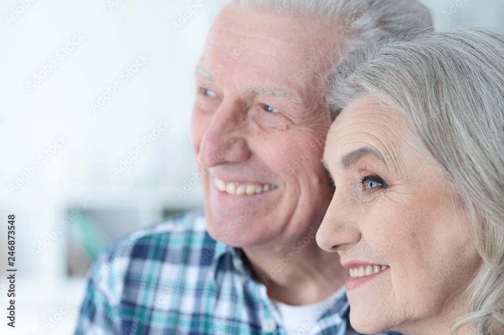Portrait of happy Senior couple posing at home Portrait of happy Senior couple posing at home