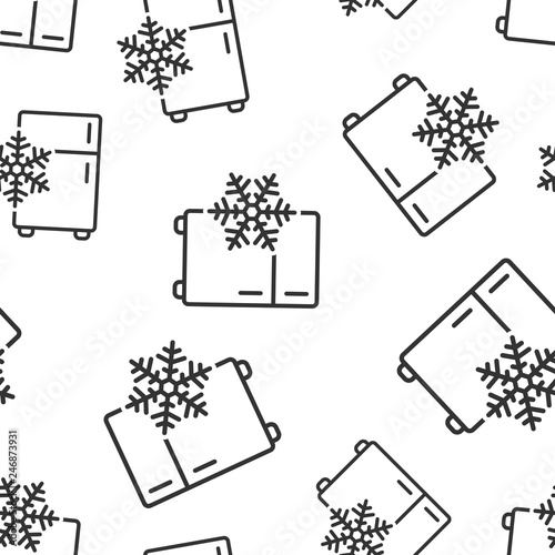 Fridge refrigerator icon seamless pattern background. Freezer container vector illustration. Fridge symbol pattern.