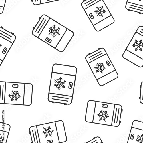 Fridge refrigerator icon seamless pattern background. Freezer container vector illustration. Fridge symbol pattern.