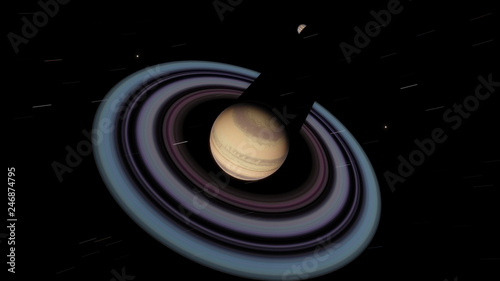 Exoplanet with rings gas giant Saturn planet (Elements of this image furnished by NASA)