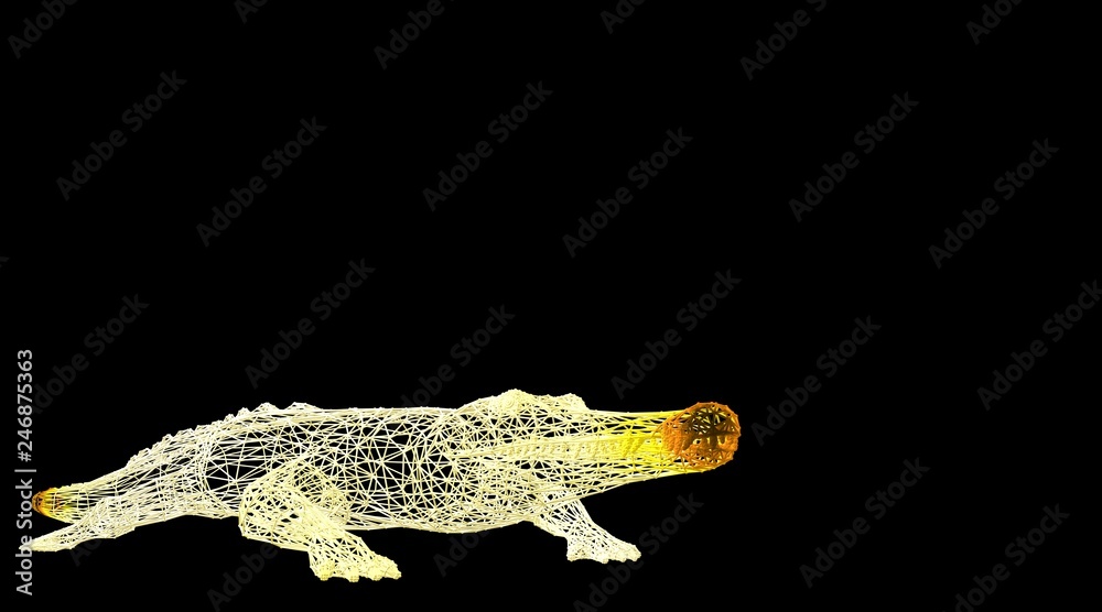 Naklejka premium 3d rendering of an animal wireframe isolated on a black background