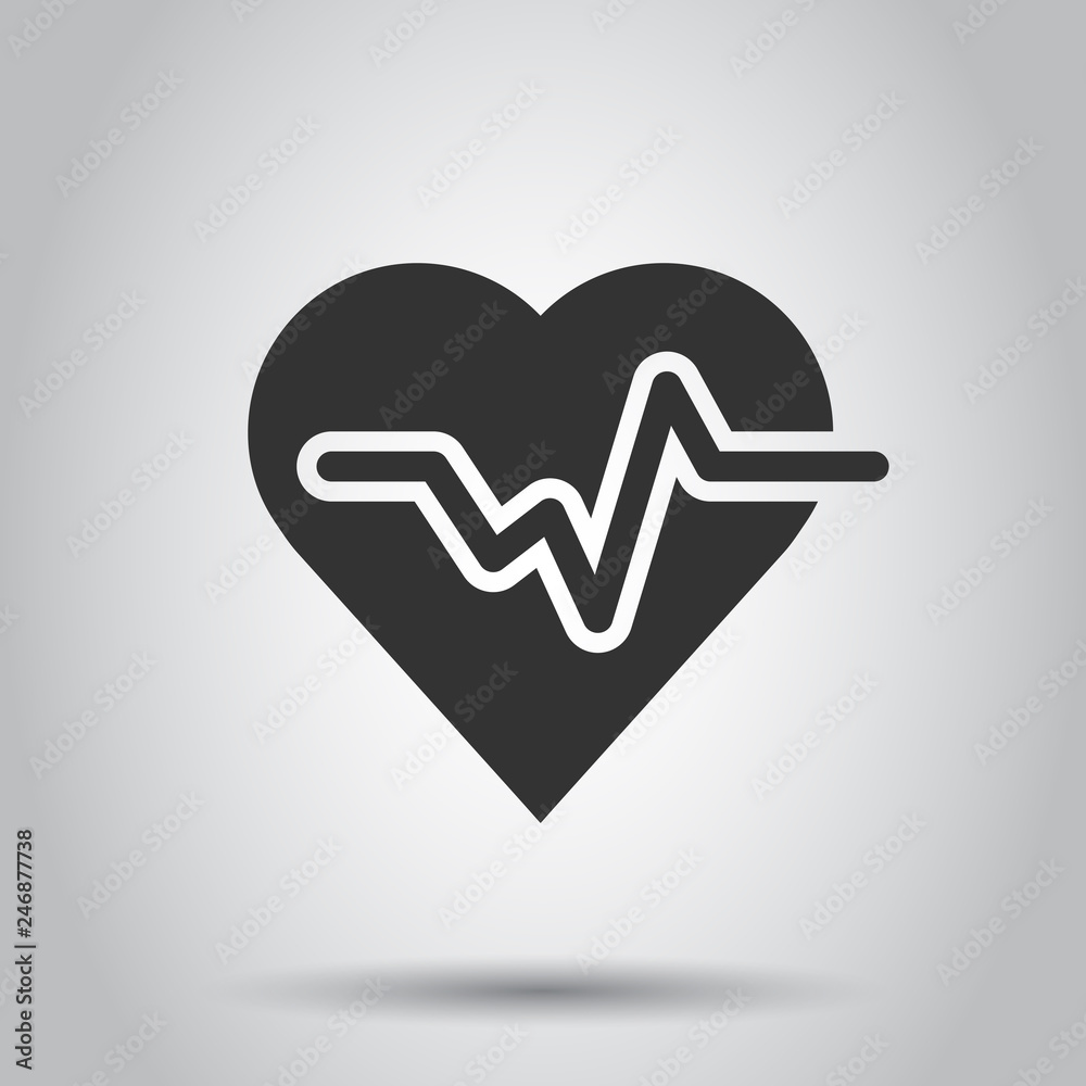 Heartbeat line with heart icon in flat style. Heartbeat illustration on white background. Heart rhythm concept. Heartbeat line with heart icon in flat style. Heartbeat illustration on white background. Heart rhythm concept.