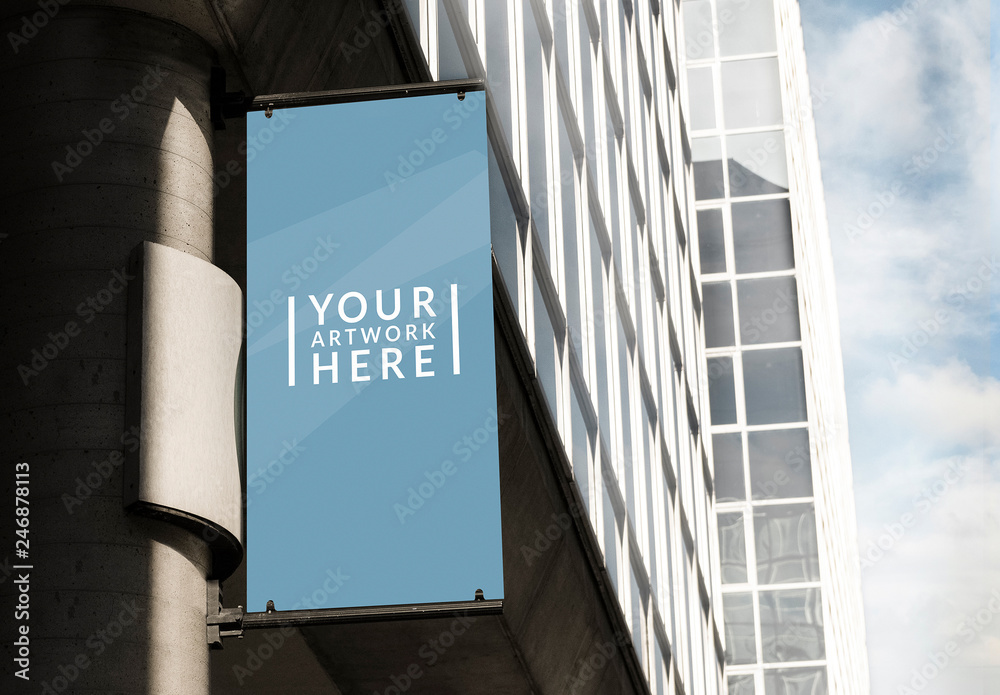 Outdoor Banner Advertising Signage Mockup Stock Template | Adobe Stock