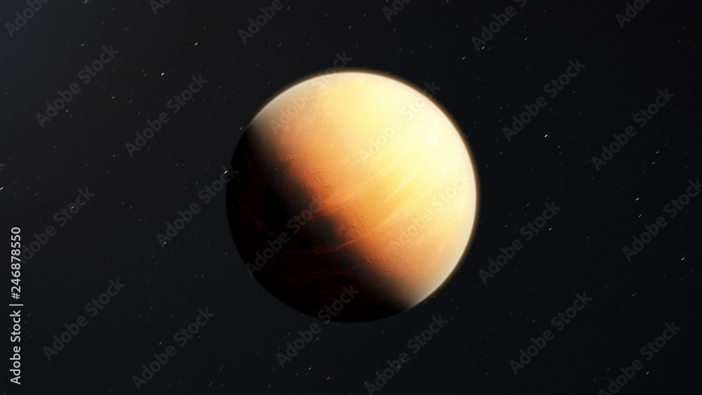 Exoplanet fire planet 3D illustration (Elements of this image furnished by NASA)