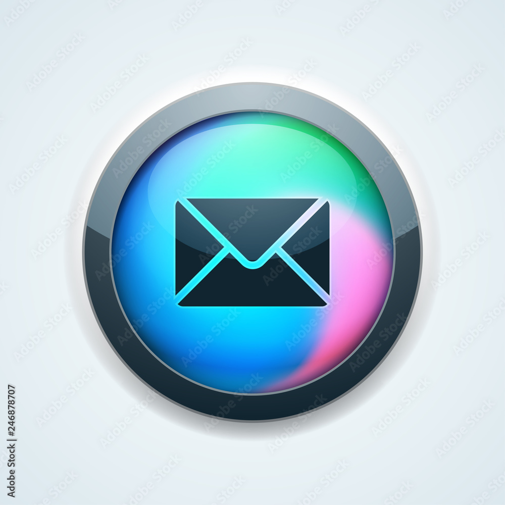 Cantact Mail button sign Holographic style illustration Cantact Mail button sign Holographic style illustration